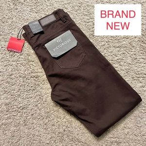 Victorious Men's Skinny Fit Stretch Raw Denim Dark Brown Jeans Size 32W 30L